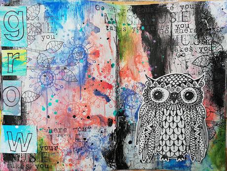 Art Journal Page with Distress Oxides Inks and Rubber Dance