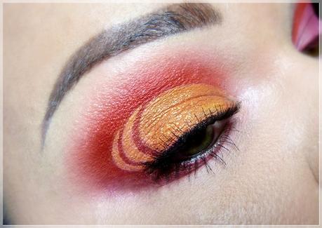 red orange cut crease eye makeup
