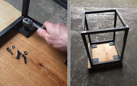DIY Nachttisch selber bauen aus alten Holzbohlen DIY Nachttisch selber bauen - aus Holz und Metall