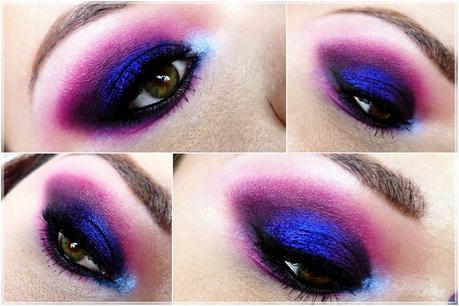 dramatischer pink violetter augen makeup look 