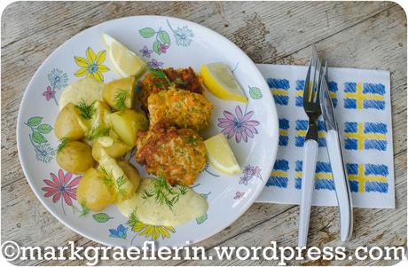 Midsommar Rezept: Schwedische Lachsfrikadellen mit Frühkartoffeln