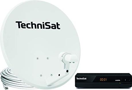 Mobile Sat-Anlage Test 2019 | Vergleich der besten mobilen Sat-Anlagen TechniSat TechniTenne 60 Satellitenschüssel Komplett-Set (60 cm Spiegel / Digital Sat Antenne mit Mast-Halter, Twin LNB für bis zu zwei Teilnehmer und Satelliten Receiver HD-S 221) lichtgrau