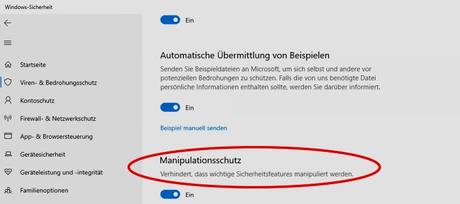 Manipulationsschutz für Microsoft Defender