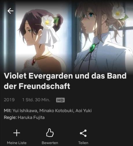 Violet Evergarden und das Band der Freundschaft bei Netflix gelistet Violet Evergarden und das Band der Freundschaft bei Netflix gelistet