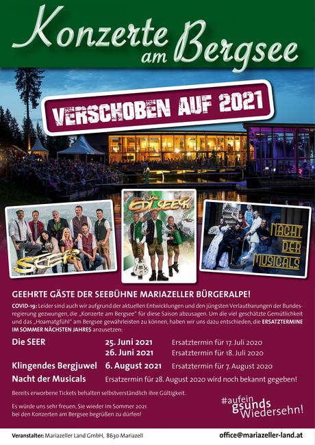 Konzerte am Bergsee verschoben – Bürgeralpe Mariazell