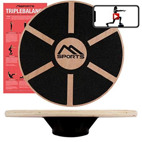 Wackelbrett: Test & Vergleich (06/2020) der besten Wackelbretter MSPORTS Balance Board aus Holz 39 cm Durchmesser inkl. Balance Übungsposter +...