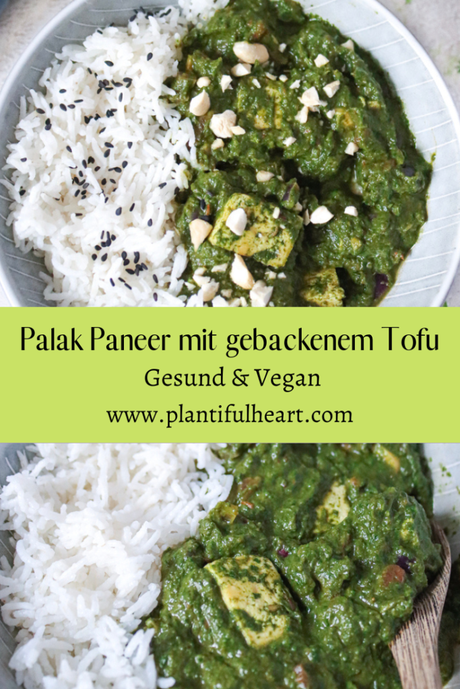 Palak Paneer mit Tofu (Veganes Spinatcurry)