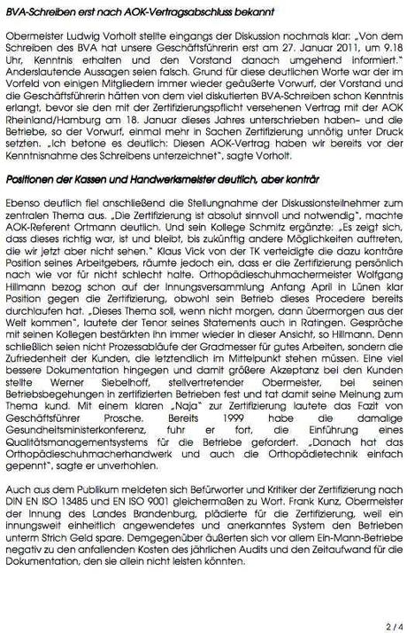 Die Podiumsdiskussion der Innung für Orthopädie-Schuhtechnik Rheinland/Westfalen zur Zertifizierung: Wenn die Heissgeliebten zu Hurenkindern werden…