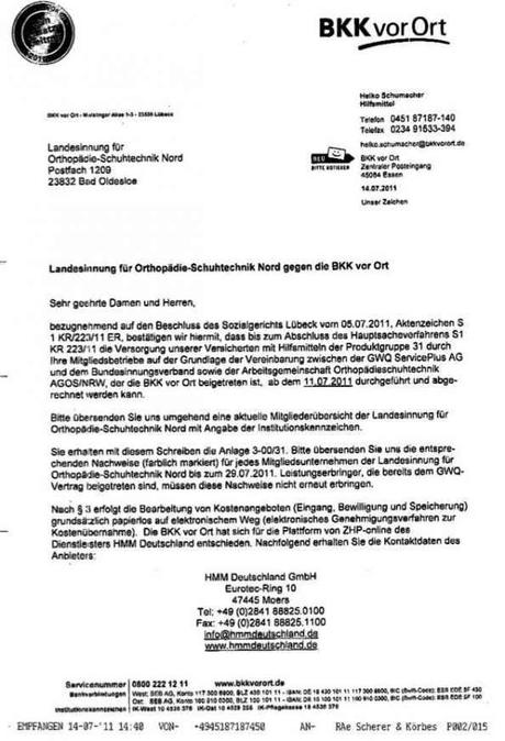 BKK vor Ort: Die Krankenkasse akzeptiert die Entscheidung des Sozialgerichts Lübeck im einstweiligen Rechtsschutz!