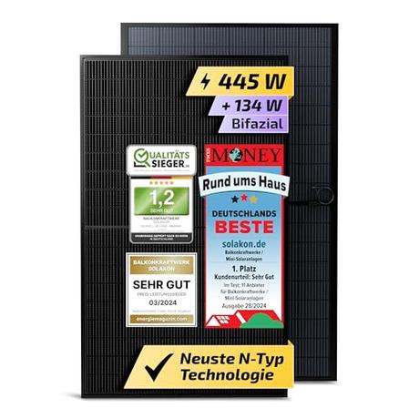 Bifaciale Solarmodule als Sichtschutz: Clevere 2-in-1 Lösung für Balkon & Garten Solakon Solarmodul 450W, bifaziales monokristallines Solarpanel, 40v Photovoltaik...