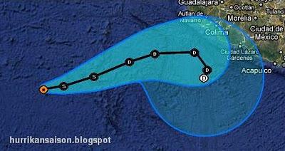 IRWIN ist wieder ein Tropischer Sturm - mit etwas Glück bleibt Mexiko verschont, Irwin, Pazifik, aktuell, Verlauf, Vorhersage Forecast Prognose, Oktober, 2011, Hurrikansaison 2011, Mexiko, 