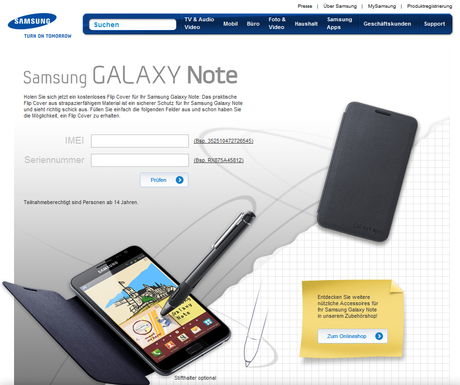 Samsung verschenkt Flip-Cover für das Galaxy Note.