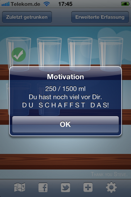 Trink-Wecker - iPhone App als Erinnerung zur Flüssigkeitsaufnahme