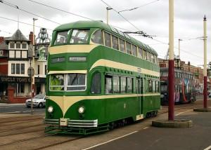 Double decker tram at Blackpool