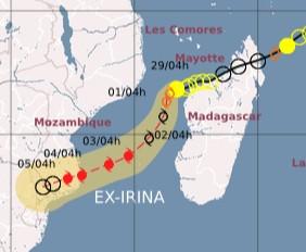 Ex-Zyklon IRINA formt sich zwischen Madagaskar und Mosambik neu - eventuell auch Südafrika bedroht, Irina, Afrika, Satellitenbild Satellitenbilder, aktuell, Indischer Ozean Indik, Zyklonsaison Südwest-Indik, Februar, 2012, Vorhersage Forecast Prognose, 