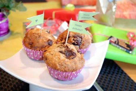 Chocolate Cherry Birthday Muffins