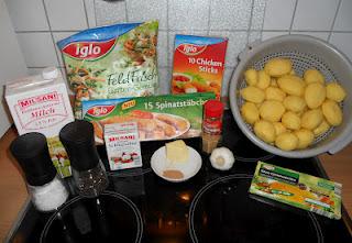 iglo Botschafter - Frühlings-Kochchallenge - Rezept Nr. 3 - Kartoffel-Gartengemüsegratin mit Chickensticks & Spinatstäbchen iglo Botschafter - Frühlings-Kochchallenge - Rezept Nr. 3 - Kartoffel-Gartengemüsegratin mit Chickensticks & Spinatstäbchen