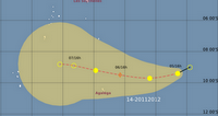 Tropisches Tief 14-S nördlich von Mauritius wird eventuell zum Tropischen Sturm KUENA, Kuena, 2012, Zyklonsaison Südwest-Indik, aktuell, Satellitenbild Satellitenbilder, Juni, Madagaskar, Mauritius, Vorhersage Forecast Prognose, 