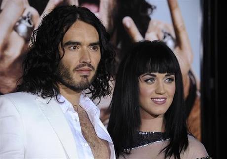 Cast member Russell Brand (L) and Katy Perry attend the premiere of the film Get Him to the Greek at the Greek Theatre in Los Angeles on May 25, 2010. UPI Photo/ Phil McCarten Photo via Newscom