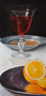 Ein Bild entsteht: Stilleben mit Wein und Orangen nach Pieter Claesz, Teil 5