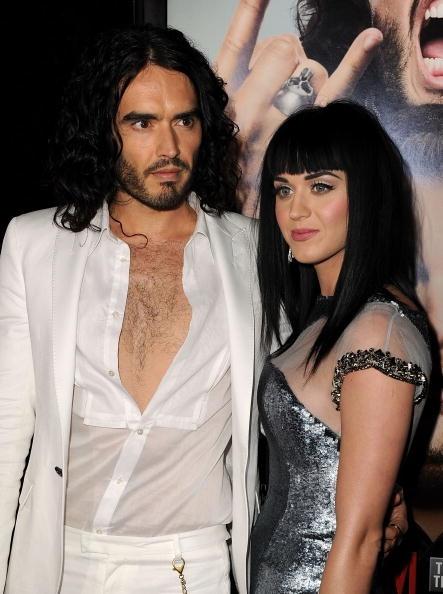 LOS ANGELES, CA - MAY 25: Actor/comedian Russell Brand (L) and singer Katy Perry arrive at the premiere of Universal Pictures' 'Get Him To The Greek' held at the Greek Theatre on May 25, 2010 in Los Angeles, California. (Photo by Kevin Winter/Getty Images)