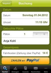 mitfahrgelegenheit.de - iPhone, iPod touch, iPad - Screenshot Buchung l Apps4Success.net mitfahrgelegenheit.de – für unterwegs auf iPad, iPhone, iPod touch
