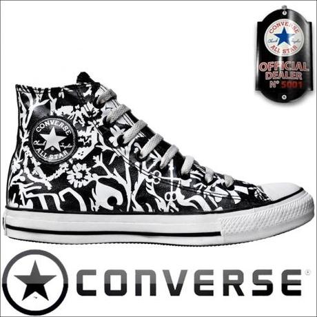 #Converse Chucks Hi 101810 Flower Skribble Doodle Limited Edition Schwarz
