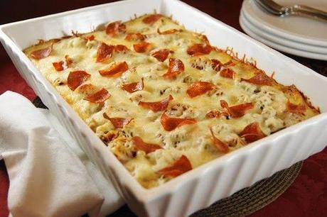 Gebackene Spaghetti Pizza Gebackene Spaghetti Pizza