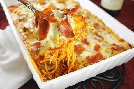Gebackene Spaghetti Pizza Gebackene Spaghetti Pizza