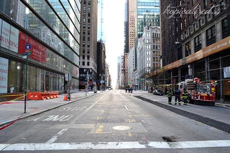 New York City November 2012 Straßenabsperrung Kran