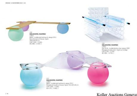 Koller Auctions Geneva Art Design Auction – Light balls bench – Interlux chair Manfred Kielnhofer