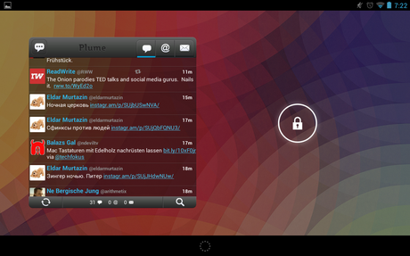 Plume für Android: Neue Version bringt Lockscreen Widget
