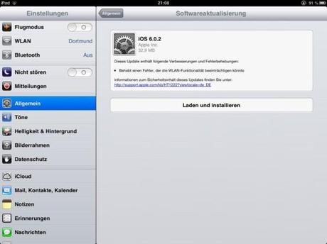 Apple verteilt iOS 6.0.2