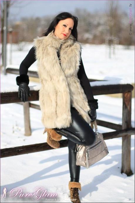 January 2012 styling with faux fur vest