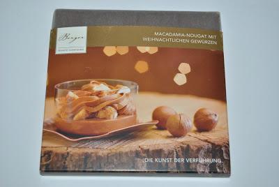 Berger Macadamia-Nougat mit weihnachtlichen Gewürzen und Vollmilchcreme-Macis gefüllt