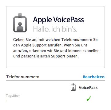 VoicePass Kenne Dein Apple Supportprofil
