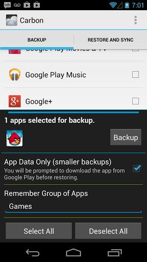 Carbon – App Sync and Backup OHNE Root