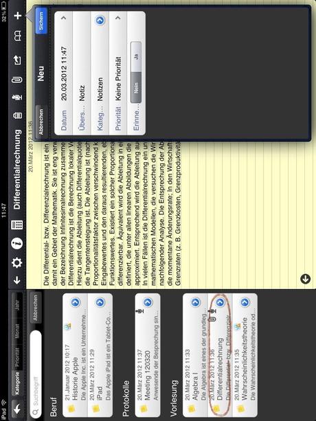iNotes – Notizen mit Taschenrechner, Kategorien und Erinnerung