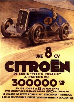 Plakat zur Rekordfahrt des Citroën 8CV