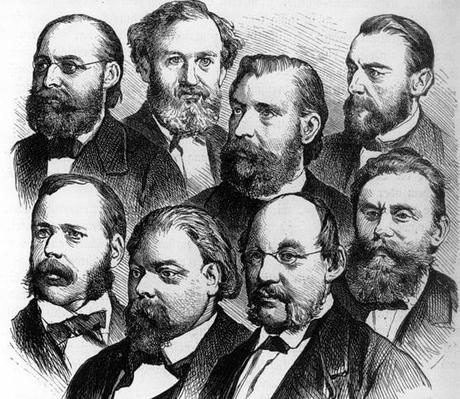Führende Politiker der nationalliberalen Partei. (Holzschnitt um 1878)