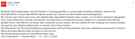 Call a Pizza Stellungnahme Update