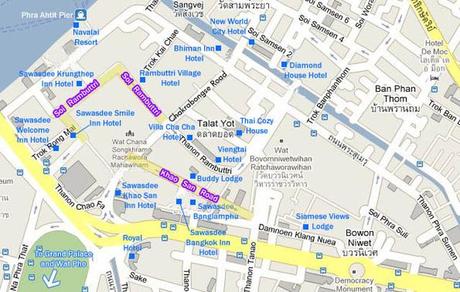 Map Khao San Road Bangkok