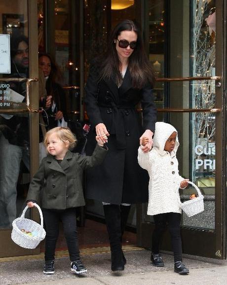 28295, NEW YORK, NEW YORK - Wednesday, February 18, 2009. Actress Angelina Jolie and her daughters Zahara, 4, and Shiloh, 2 1/2 spend mother daughter shopping time at Lee's Art Shop NYC on Wednesday morning. Photograph: PacificCoastNews.com****** UK OFFICE: 131 557 7760/7761/7762 US OFFICE: 1 310 261 9676