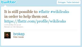 Wikileaks unterstützten trotz des Boykotts der Unternehmen - via Flattr