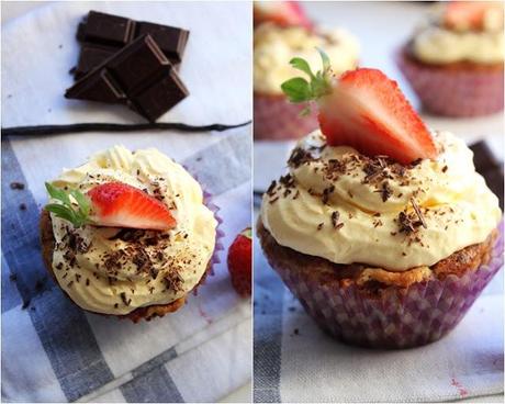 Erdbeercupcakes mit Zartbitterschokolade. Yummy! {Strawberry Love}