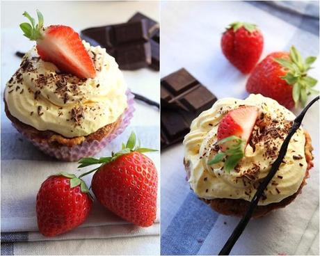 Erdbeercupcakes mit Zartbitterschokolade. Yummy! {Strawberry Love}