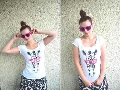 Likoli_Shirt_Tshirt_Zebra_Sonnenbrille_pinke Sonnenbrille_Fashion_Outfit_Blogger_Fashionblogger_Collage_2