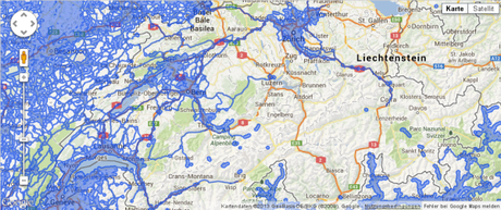 Google Street View Abdeckung Schweiz, Stand: 22.06.2013