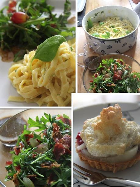 Jamie Oliver 30 Minuten Menü- Sommerpasta -Ruculasalat mit Kräutern, Birnentörtchen