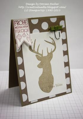 Weihnachtskarte mit Hirsch, die Erste